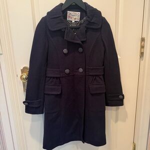 Vintage inspired blue Double-Breasted Coat with polka dot details NWT